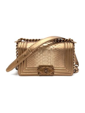 Chanel Gold Python Small Boy Bag