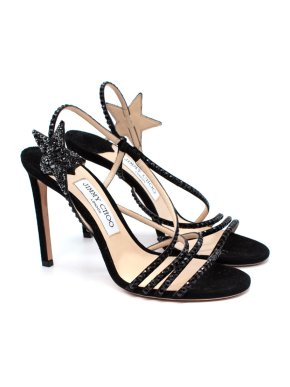Jimmy Choo Lynn Black Suede Star Embellished Sandals
