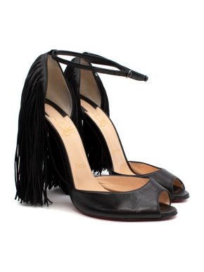 Christian Louboutin Otrot 110 black leather fringe heel Pumps