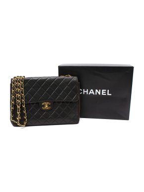 Chanel Vintage Lambskin Large Classic Flap Bag - 24kt Gold HW