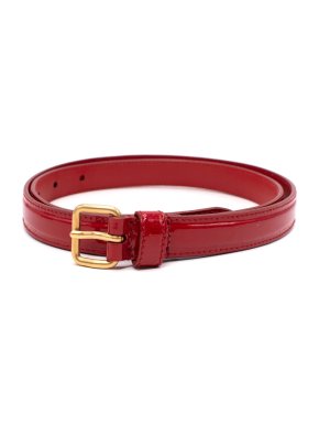 Miu Miu Dark Red Patent Leather Skinny Belt