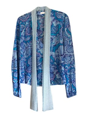 Rixo blue silk neck tie top