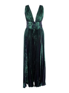 Maria Lucia Hohan Iridescent Green&Purple Pleated Maxi Dress