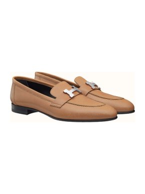 Hermes tan leather loafers