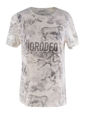 Dior Diorodeo Cotton&Linen Cream Graphic T-Shirt