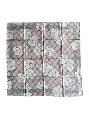 Chanel pink Camelia print scarf