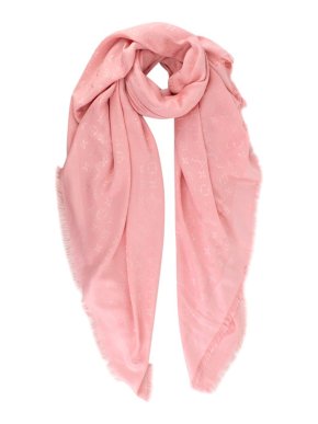Louis Vuitton Pink Wool & Silk Monogram Shawl