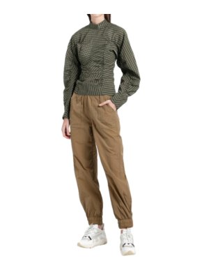 Ganni Crinkled Beige Tech Cargo Trousers