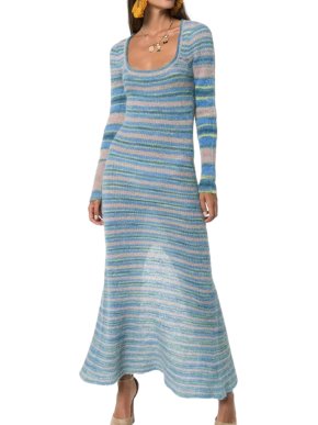 Jacquemus striped blue angora midi dress
