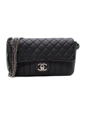 Chanel Black Quilted multi chain small Flap Handbag