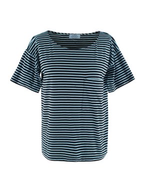 Prada Black&Blue Striped Cotton Short Sleeve Tee