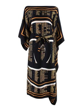 Chanel Black Silk Cover Up Kaftan
