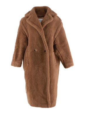 Max Mara Long Brown Teddy Camel Wool Winter Coat
