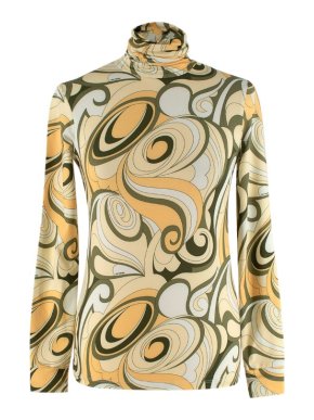 Raf Simons Yellow&Green Printed Turtleneck