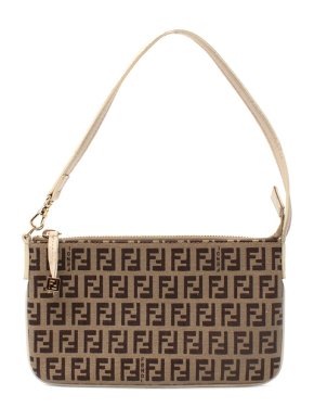 Fendi Beige FF Monogram Baguette Handbag
