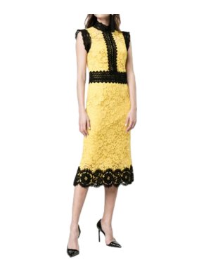 Dolce & Gabbana yellow corded lace dress