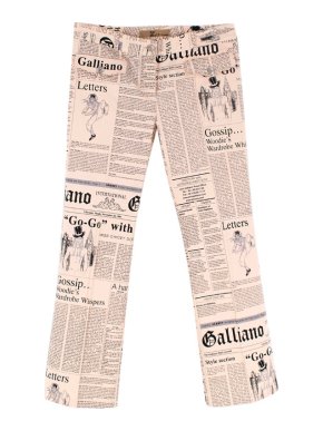 John Galliano Newspaper Printed Neutral Trousers