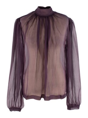 Corbo 'Crassula' Grape-coloured Pure Silk Creponne Blouse