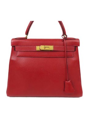 Hermes Red Leather Courchevel Kelly 28