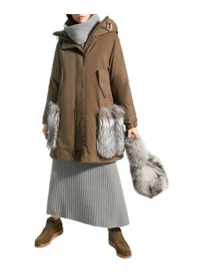 MaxMara weekend fox fur hooded khaki parka