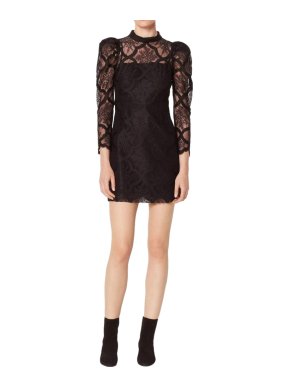 Sandro black floral Coeur Dress