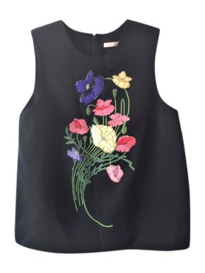 Christopher Kane embroidered black crepe sleeveless top