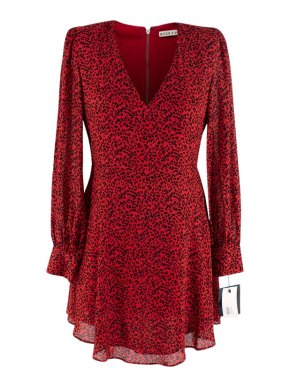 Alice + Olivia Ruby&Black Leopard Print Mini Dress