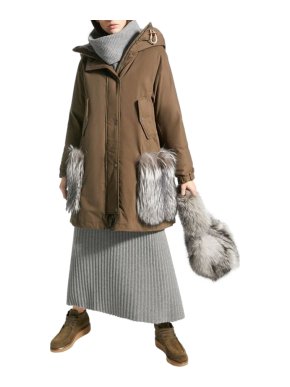 Weekend Max Mara Khaki For Fur Trim Parka