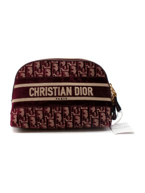 Dior Bordeaux Oblique Embroidered Pouch
