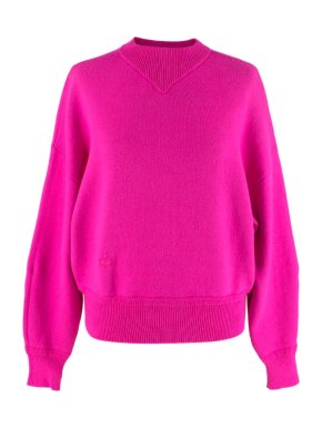 Isabel Marant Neon Pink Wool Blend Karl Mock Neck Jumper