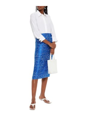 Marni Cobalt blue Printed cupro-satin midi skirt