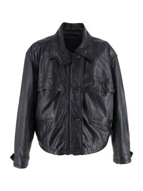 Lauren Baccall Bespoke Black Leather Handmade Jacket with Wool Lining