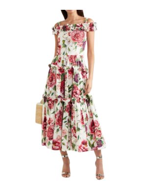 Dolce & Gabbana Cold-shoulder Floral-print Cotton Maxi Dress
