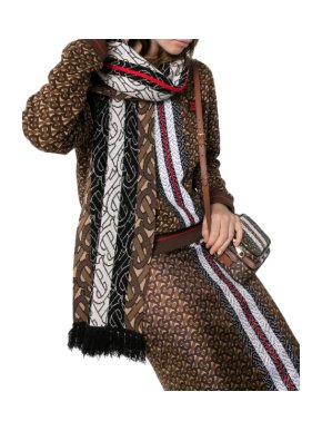 Burberry Monogram Print Stripe Cashmere Scarf