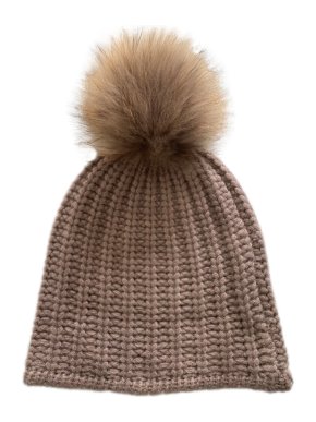 360 Cashmere Raccoon Fur Pom Pom Cashmere Beanie Hat
