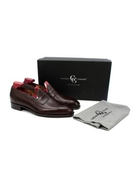 Gaziano Girling Crompton Dark Brown Grain Leather Penny Loafers