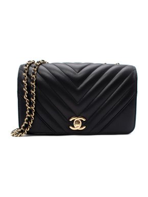 Chanel Small Navy Chevron Statement Flap Bag