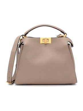 Fendi Peekaboo Essentially Beige Dove Grey Leather Bag