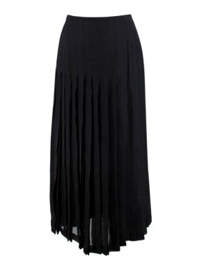 Chanel Black Pleated Silk Maxi Skirt