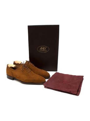 George Cleverley Tobacco Suede Semi Brogue Shoes