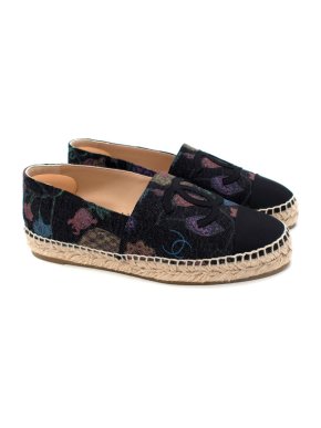 Chanel Denim & Grosgrain Charcoal & Multicolour Espadrilles - Current