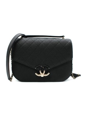 Chanel black caviar calfskin CC crossbody bag