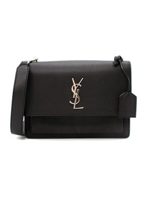 Saint Laurent Black Leather Medium Sunset Satchel Bag