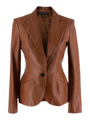 Ralph Lauren Tan Leather Single Breasted Blazer