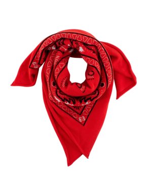 Barrie Paisley Red Cashmere Blend Bandana Scarf