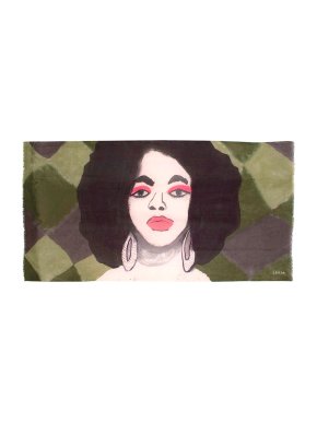 Lalela Green Camo Artwork Print Wool & Silk Scarf