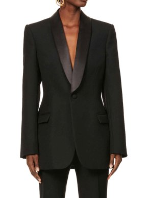 Wardrobe.NYC Black Wool Single Breasted Tuxedo Blazer