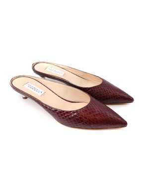 Gabriela Hearst Rosendo Burgundy Snakeskin Mules