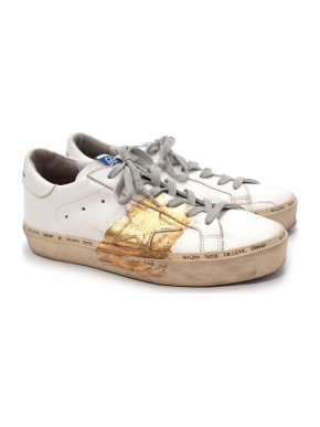 Golden Goose Hi Star White & Gold Leather Sneakers