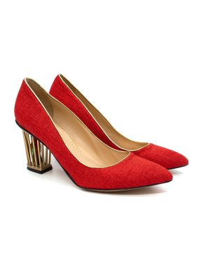 Charlotte Olympia Graca Red Tweed Cage Heel Pumps